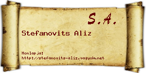Stefanovits Aliz névjegykártya